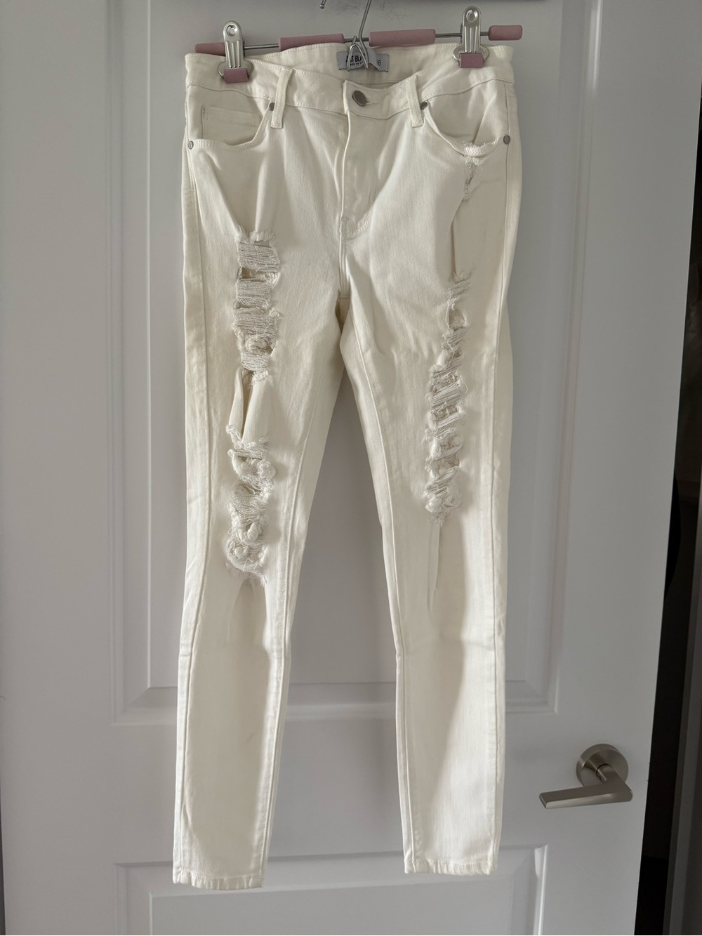 Just Black White Distressed Women's Skinny Jeans